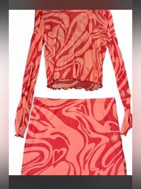 Red-Pink Swirl Mesh 2pc set